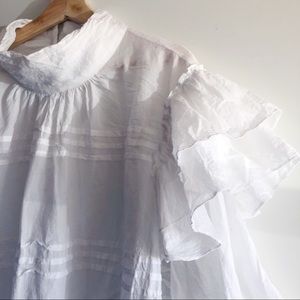 Cotton Ruffled Sleeve Blouse